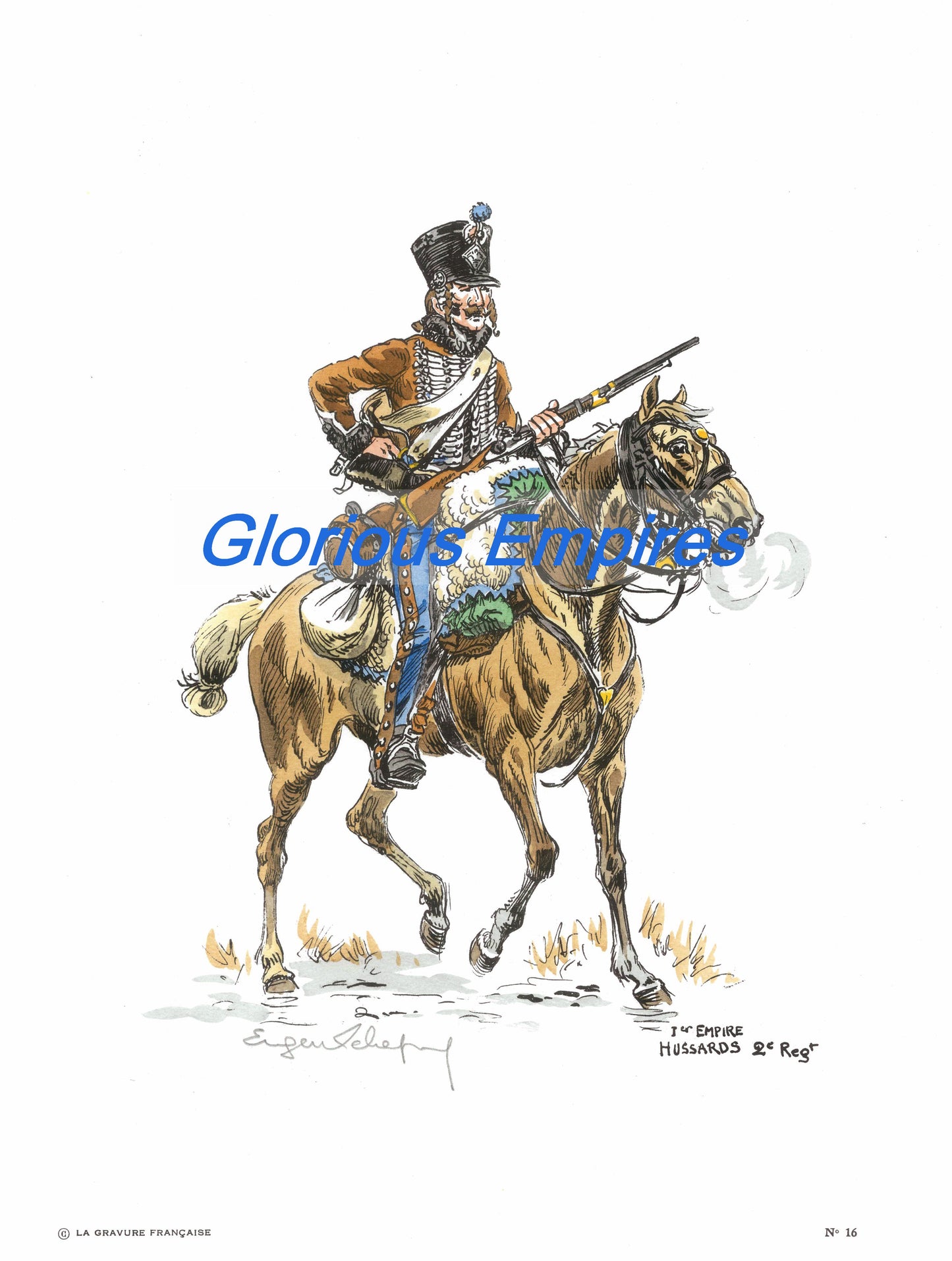 Print 16: 1er Empires Hussards 2e Reg - Glorious Empires-Historical Miniatures
