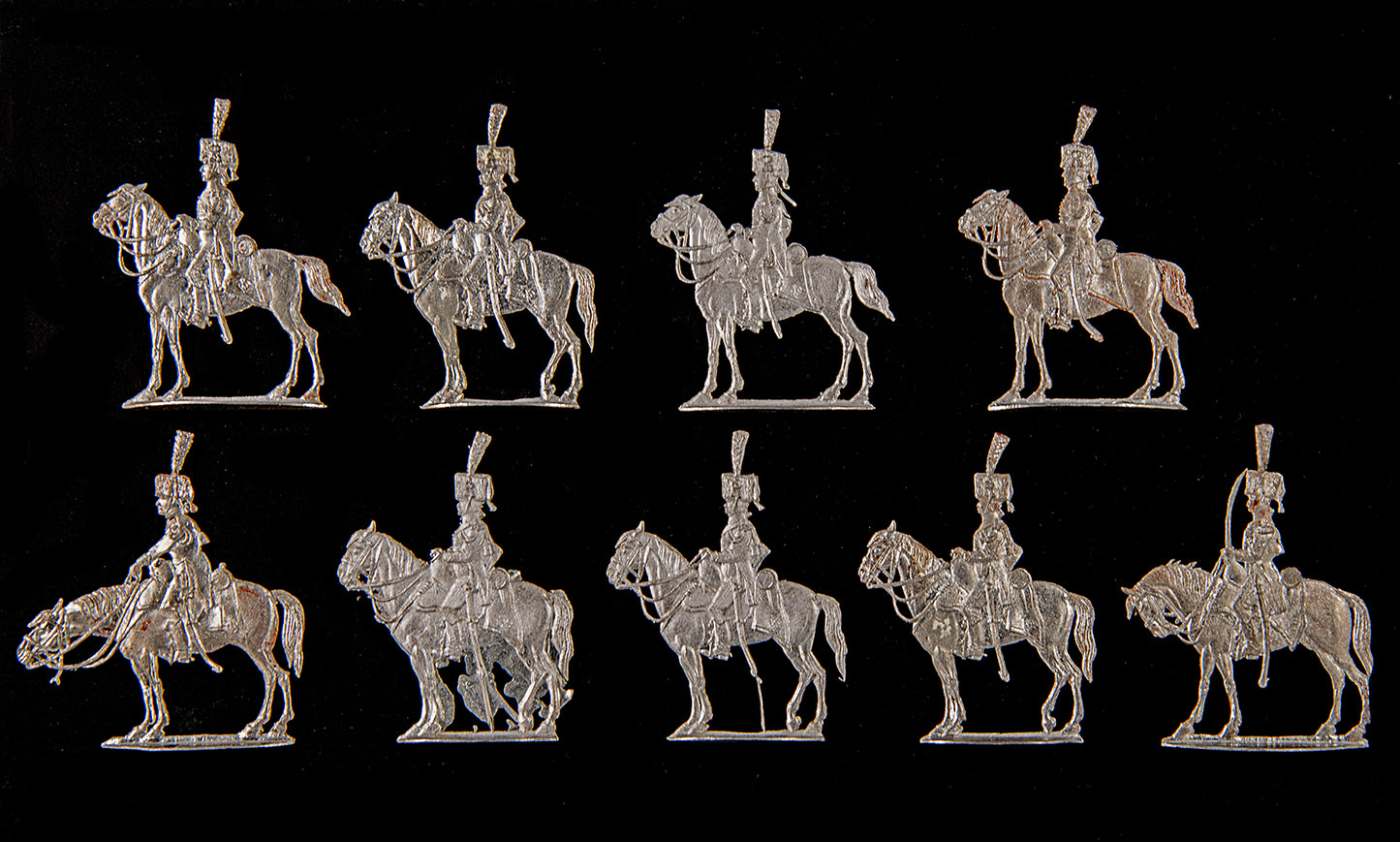 072 Mignot, Garde Chasseurs, ancien uniforme, Officier, trompettiste 7 troopers.