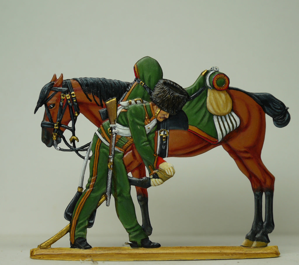 Chasseur checking horse's hoof - Glorious Empires-Historical Miniatures  