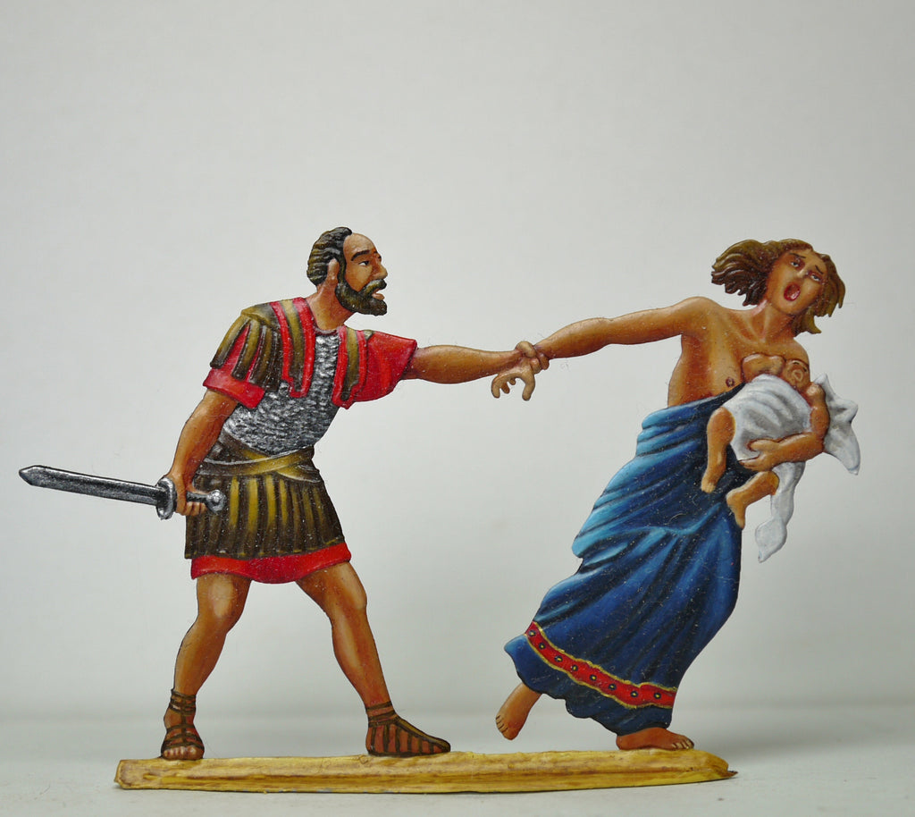 Roman Legionair stopping fleeing mother and child - Glorious Empires-Historical Miniatures  