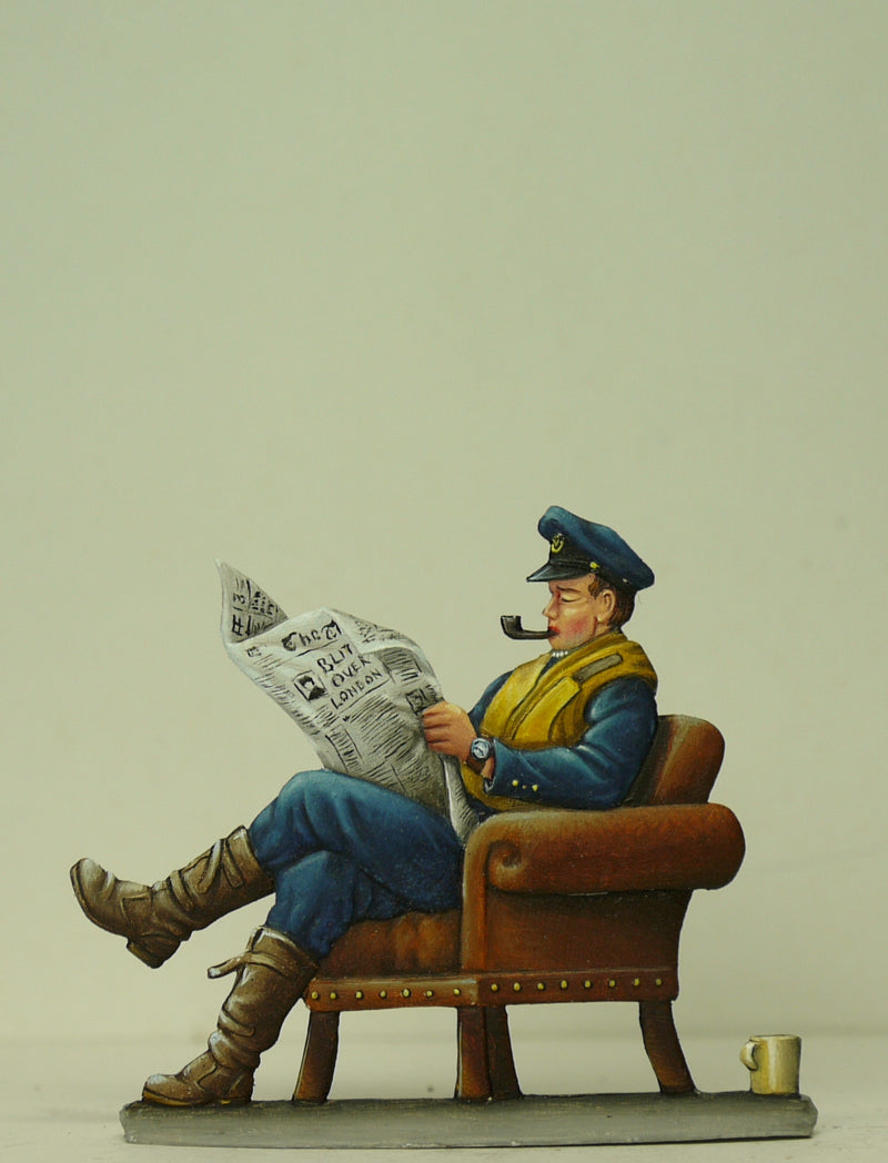 fighter pilot on sofa reading newspaper - Glorious Empires-Historical Miniatures  